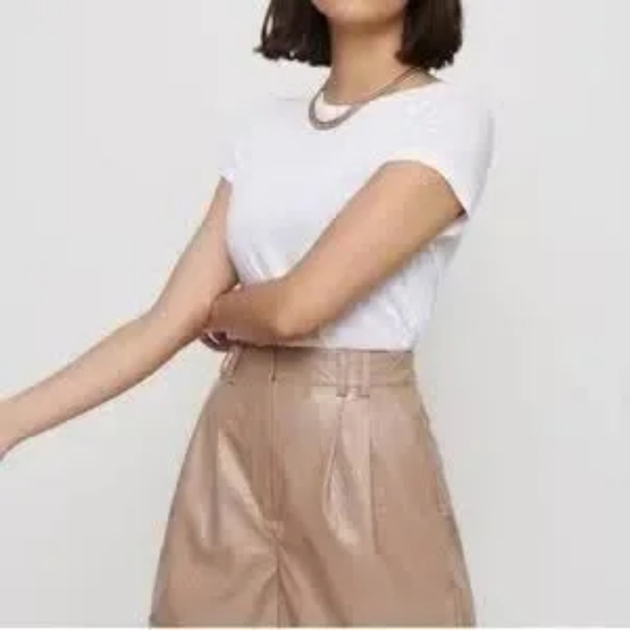 Dynamite Shorts | Dynamite Faux Leather Crocodile Shorts In Beige, Size S - Picture 3 of 3